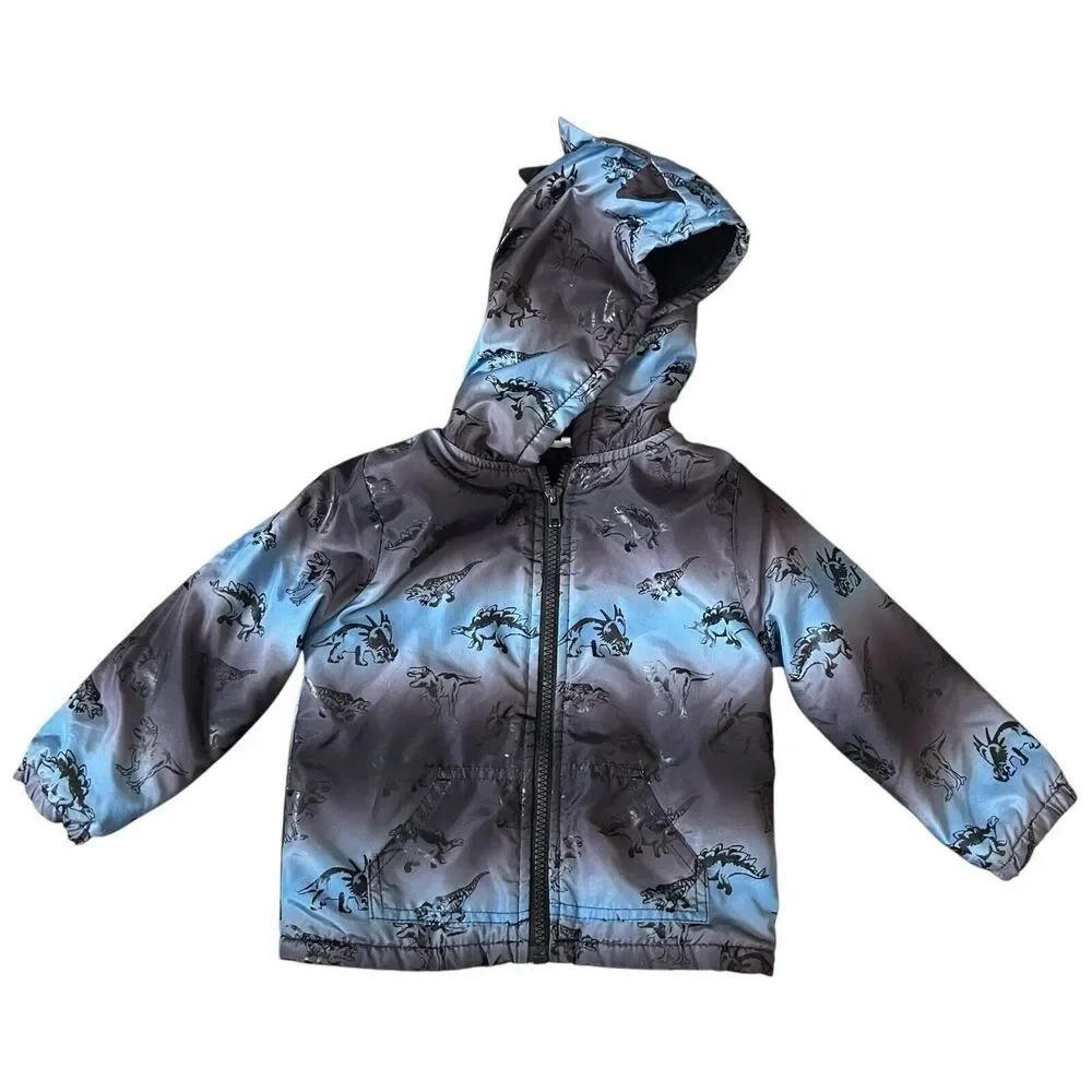 Mick Mack Jacket Boys Size 24 Months Dinosaurs‎ Hooded Blue Gray Black